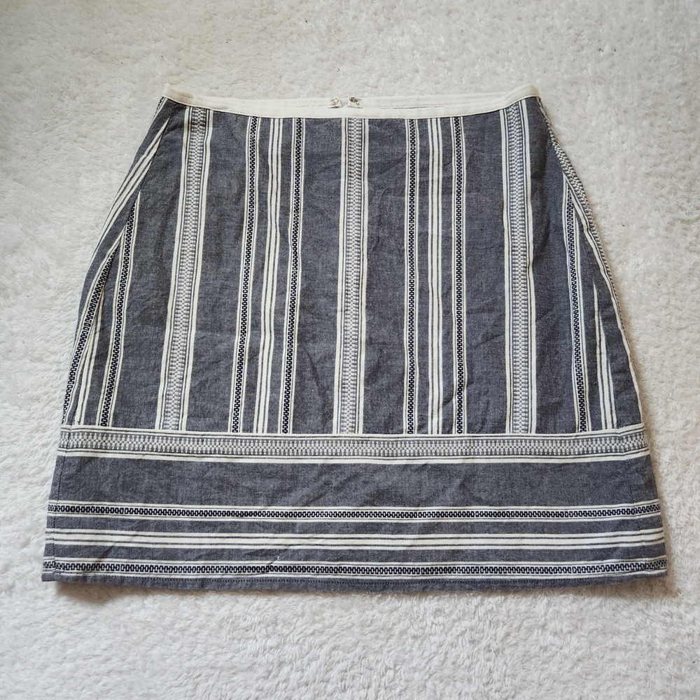 LOFT Outlet Striped A-Line Skirt‎ Women's Size 4 Gray White Casual